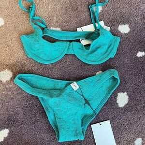 Bond-eye swim teal sparkly balconette bikini